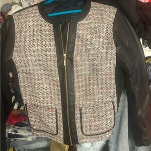 Chic Tweed and Leather Jacket